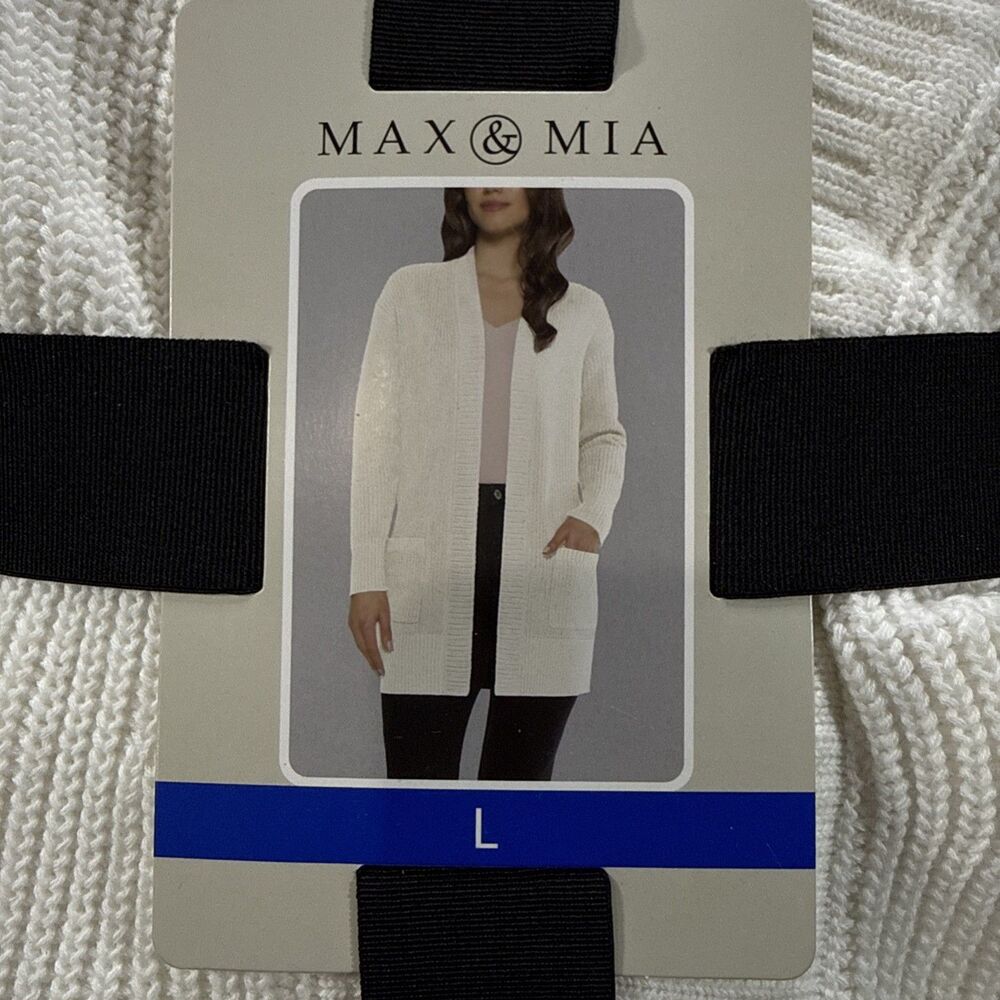 MAX & MIA Women's 100% Cotton Knit Cardigan Large Ivory NWT